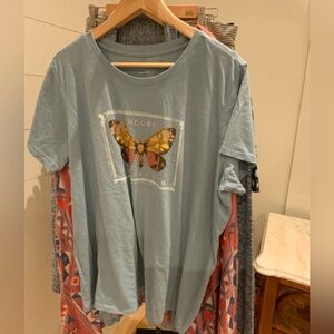 Lucky Brand Blue Butterfly Graphic Tee